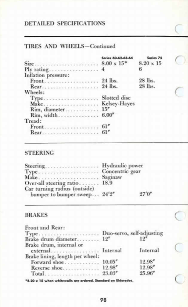 1960 Cadillac Salesmans Data Book Page 106